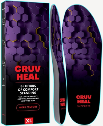 (New) Work Comfort Orthotic Insoles - Anti Fatigue Shoe Insert Men Women - Neutral Arch - Shock Absorption - Foot Pain Relief - Work Boot Insoles (Violet Hexagons, XL)