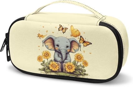 Elephant Sunflower Medication Cooler for Travel Insulin Cooler Travel Case, Insulin Pouch with Handle Insulated Diabetic Kit Cooling Bag for Insulin Pen Blood Glucose Meter Yellow