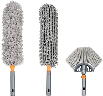 Dusting Attachments 3-Piece kit for  Extension Pole or by Hand, Including Microfiber Feather Duster, Chenille C...