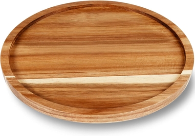 12" Acacia Wood Cake Stand Dessert Display Stand Round Wooden Serving Tray for Coffee Table Lazy Susan Organizer, Farmhouse Rustic Charcuterie Display Tray