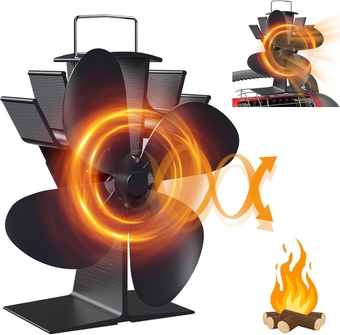 Wood Stove Fan Heat Powered Non Electric, 4 Blades Ecofan Fireplace Fan Save Energy, Efficient Heat Distribution, Quiet Wood Burning Stove Fan Thermal Fan for Buddy Heater/Gas Stove