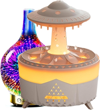 3 in 1 Rain Cloud Humidifier Zen Oil Diffuser Water Drip, Fountain Humidifier with Aromatherapy Essential Oil Diffuser, 450ml Cloud Humidifier, Zen Raining Cloud Night Light for Sleeping Relaxing