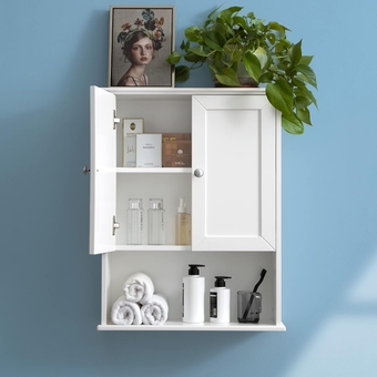 White Bathroom Wall Cabinet Over The Toilet Storage Cabinet, 24x30 Inch Wood Medicine Cabinets Wall Mounted Bathroom Cabinet with Doors for Laundry Room, Bedroom Kitchen
