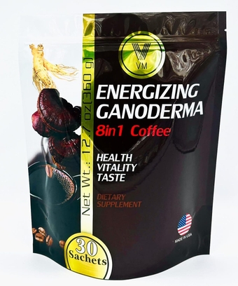 Energizing Mushroom Coffee-Reishi with Ginseng & Carbo Mix-Instant coffee.Natural Ganoderma With Instant Cafe.Dietary supplement.8-in-1 Mushroom Coffee.Mix coffee organic classic.Made in USA.(30)S