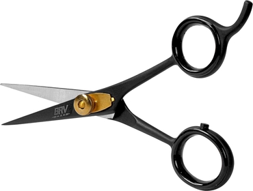 German Steel Beard Mustache Scissors - 5" - Hammer Forged 100% Stainless Steel - Razor Sharp Facial Hair Trimming Shears - RIGHT HANDED, Black