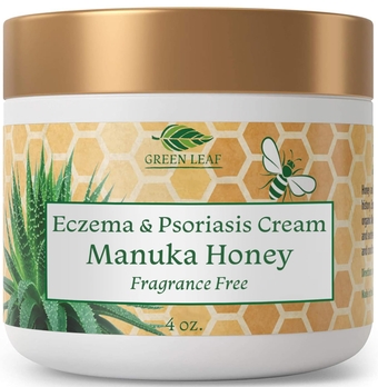 Manuka Honey Eczema Cream (Fragrance Free) 4oz - Moisturizing Lotion Treatment For Psoriasis Relief - Itchy, Dry Skin Rash Healing Ointment - Skin Soothing Moisturizer Kids, Adults, Baby Ultra Crème