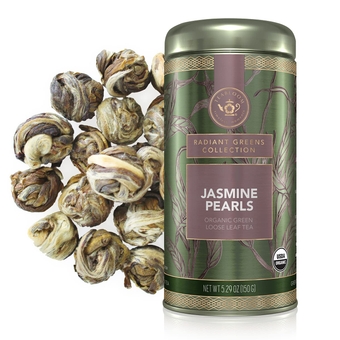 Organic Green Tea, Jasmine Pearls Loose Leaf Tea, Captivating and Aromatic Jasmine Tea, USDA Certified Organic, 5.29 oz/150 g Canister Makes 90-120 Cups