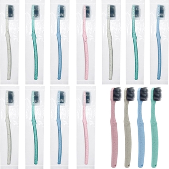 15 Pack Bulk Travel Toothbrushes Individually Wrapped with Covers Caps for Toiletries Dental Office Guests Hotels Giveaways-Medium Soft