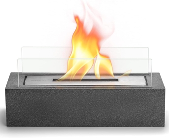 Tabletop Ethanol Fuel Fire Pit, Portable Alcohol Fireplace Bowl for Indoor, Patio, Outdoor, Balcony, Smokeless Odorless Clean Burning, Modern Decor, Cement, Fireside FP14CG