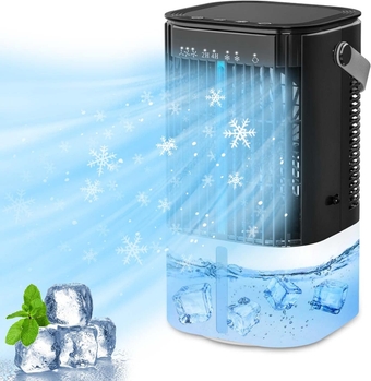 Portable Air Conditioner, Cooling Air Conditioners Fan, 1000ml Auto Oscillating Function - Portable Conditioner Fans with 3 Speeds 7-Color LED Light for Room, Office, Outdoor