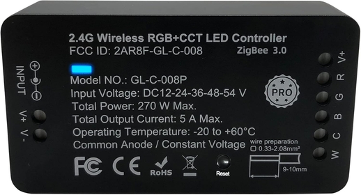 Zigbee 3.0 LED Controller Pro Work with ZigBee Hub Bridge Echo Plus for RGBW RGBWW RGBCCT LED Light Strip, Support Smart APP/Alexa Voice Control Brightness 1%~100%, Adjust Color RGB WW CW