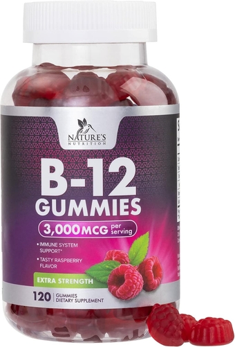 Vitamin B12 Gummies 3000 mcg, Extra Strength B 12 Gummy for Adults and Kids, B-12 Energy & Immune System Support Vitamins, Dietary Supplement, Raspberry Flavored, 60 Day Supply - 120 Count