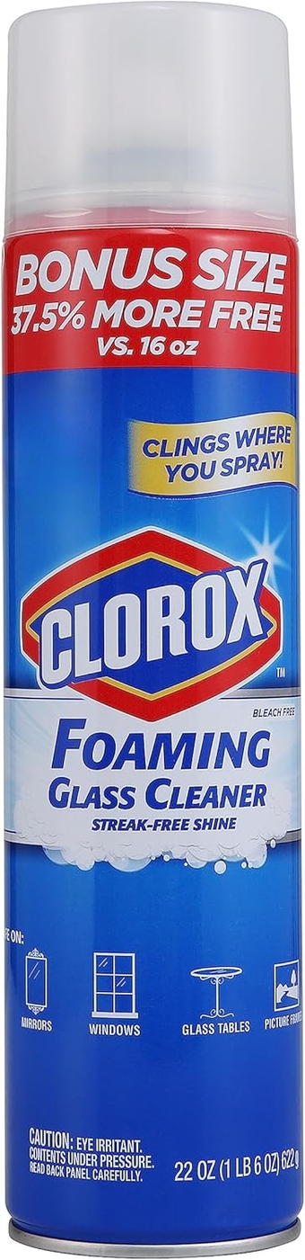 Foaming Glass Cleaner Aerosol | All Purpose Window And Glass Cleaner Spray | Washes Away Dirt | Streak-Free & No-Drip formula Glass Cleaners for Windows and Mirrors, 22 Oz - 1 Pack