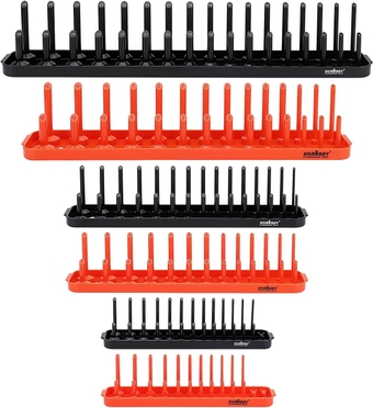 Socket Organizer Tray,  6-Piece Socket Holder Tray. SAE and Metric, 1/4", 3/8", and 1/2" Drive Socket Organizers for Toolboxes