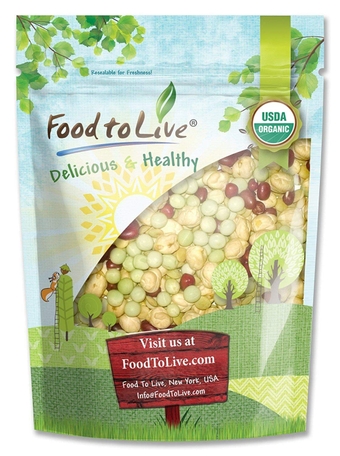 Organic Crunchy Mix of Sprouting Beans, 1 Pound - Non-GMO, Kosher, Non-Irradiated, Vegan, Raw, Dried, Bulk - Organic Green Peas, Organic Adzuki, Organic Lentil, Organic Garbanzo