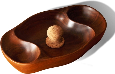 Briar & Oak Vintage Tobacco Pipe Ash Tray with Cork Knocker - Double Wooden Pipe Rest & Ashtray for Indoor, Outdoor, Patio, Home & Office Use - Pipe & Cigar Ashtray Gift for Men