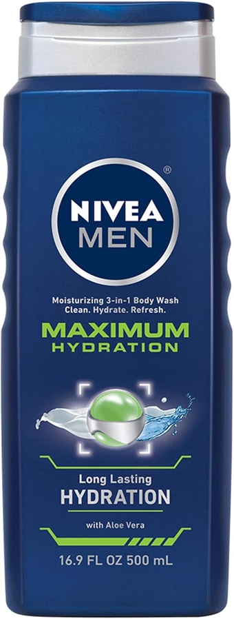 NIVEA  Maximum Hydration 3-in-1 Body Wash - Clean, Hydrate and Refresh with Aloe Vera - 16.9 fl. oz. Bottle