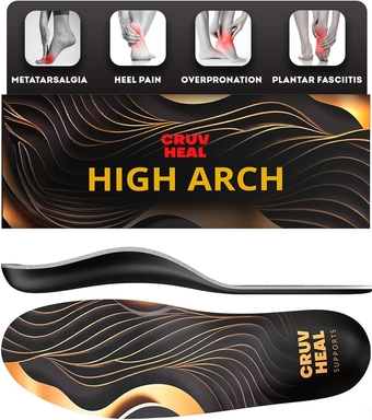 [2024] Premium High Arch Insoles for Ultimate Support - Plantar Fasciitis - Comfort for Foot Pain Relief - Anti-Fatigue - Orthotic Shoe Sole Inserts Men Women Standing All Day (Black, L)