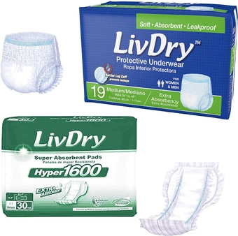 Adult M Incontinence Underwear + Hyper 1600 Booster Pad Inserts for Men and Women | Extra Absorbency with Odor Control