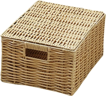 1pc Storage Basket with Lid Wicker Storage Bins Rattan Storage Bins Rattan Storage Wicker Braided Bin Drawer Organizer Bins Home Supplies Clothes Plastic Trash Basket