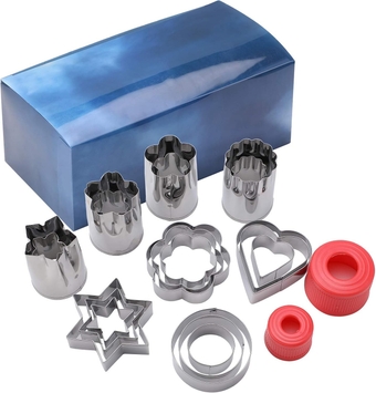 Oneleaf Stainless Steel Cutter Shapes Set,4pcs,Quick demolding, Vegetable,Fruit,Mini Pie,Doughnut/Donut,Sandwich,Biscuits,Cookie Metal Easter Fun Cutter Model,For Baking&Decorative Food,Kids
