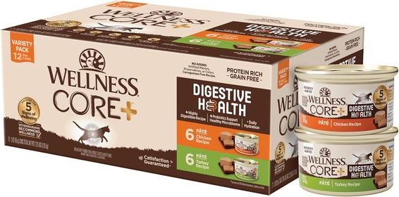 CORE Digestive Health Grain-Free Natural Wet Cat Food, Sensitive Stomach, Easily Digestible (Chicken/Turkey Variety Pack, 3 Ounce Can, 12 Pack)