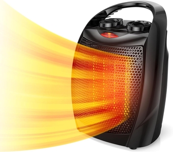 Small Space Heater, 1500W Electric Heater, PTC Fast Heating Ceramic Heater w/ 3 Modes, Adjustable Thermostat, Overheat/Tip-Over Protection, Portable Heater Fan for Office Room Desk Indoor Use