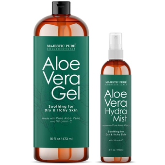 Aloe Vera Gel and Mist Super Combo - 16 oz Gel and 4 oz Hydra Spray - 100 Percent Pure and Natural Cold Pressed Aloe Vera for Hair Growth, Face, Body and Skin