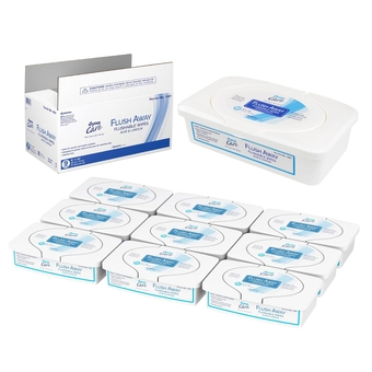 1321 DynaCare Flushable Wipe, For Adults, Alcohol-Free, Safe for Sewers and Septic Systems, 9" x 13", Pack of 540