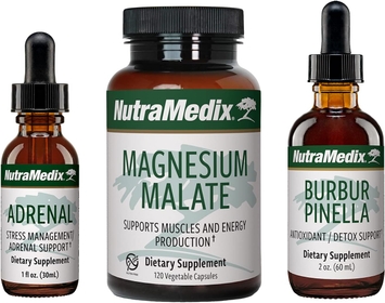 Energy Set - 3-Piece Kit Includes Extracts of Astragalus, Rhodiola, Ginseng & Schisandra, Burbur-Pinella Detox Drops & Magnesium Malate Capsules for General Wellness