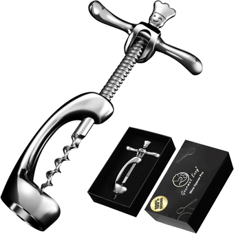 Deluxe Wine Bottle Opener for Intact Cork Removal - Heavy Duty Corkscrew Wine Opener Manual - Wine Cork Screw for Smooth and Effortless Bottle Opening - Wine Cork Opener