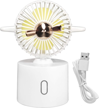 Portable Desk Fan, 3 Speeds Desktop Table Cooling Fan USB Charging 2400mAh Mini Oscillating Fan Rotation Strong Wind Personal Handheld Fan for Desktop (white)