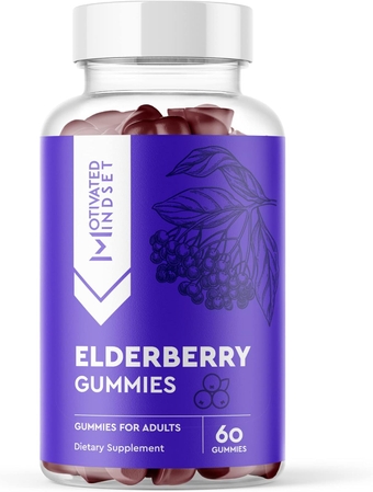 Elderberry Gummies | Zinc & Vitamin C Antioxidant & Immune Support Supplement for Adults | Boost Heart Health & Relieve Stress | Organic, Vegan, Non-GMO, & Gluten-Free, (60 Count)