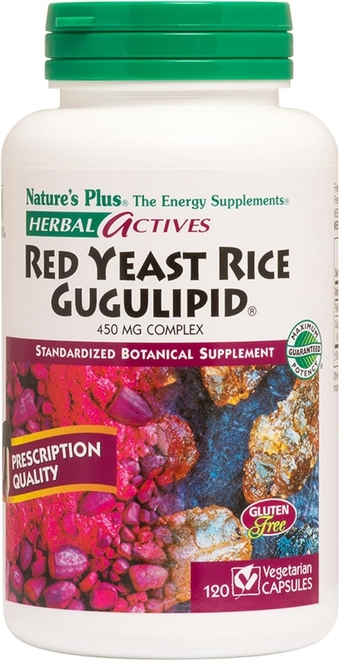 Natures Herbal Actives Red Yeast Rice Gugulipid - 450 mg, 120 Vegan Capsules - Heart Health Supplement, Cholesterol Support - Vegetarian, Gluten-Free - 120 Servings