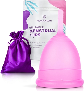 Menstrual Cup Kit - Tampon, Pad, and Disc Alternative Product - Wear for 12 Hours - Reusable Period Cup/Copa Designed with Soft Flexible Medical-Grade Silicone (Regular Cup)