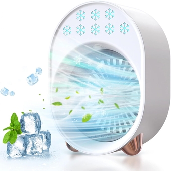 Portable Air Conditioner,Portable Air Cooler Fan, Personal Household USB Charging AC Small Fan Mini Humidifier Misting Fan 3 Wind Speeds for Home Office(White)