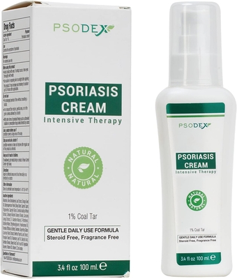 Psoriasis Cream – 3.4fl oz Topical Psoriasis Treatment with Coal Tar, Salicylic Acid, Tea Tree Oil, Aloe Vera – All-Natural Ingredients – Soothing and Moisturizing Coal Tar Psoriasis Cream