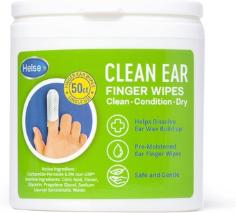 Helse Ear Cleaning Finger Glove | Human Ear Brush | Safely Remove Earwax, Sweat, Oil and Dirt Around, Behind and Inside Baby Ears | Gentle Soft Earlobe Cleaner Wipes for People (50 Count)