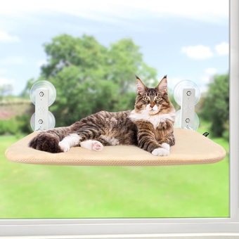 Cat Hammock Perch Window Foldable Bed Window Sill Seat Cordless Lounger Kitten Shelves with Sturdy Suction Cups for Large Cats Reversible Mat 20.5 * 11.8in Holds Up 55lbs Washable Mesh