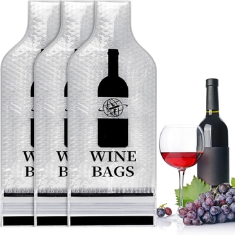 Wine Bags for Travel, 3 Set Reusable Wine Bottle Travel Protector Bags, Double Layer Leak Proof Wine Travel Bags for Wine Bottles Airplane Impact Resist, Wine Sleeves for Suitcase Luggage