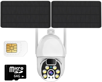 Wilress Outdoor 4G LTE Cellualr Security Camera Solar Powered with 1080P Spotlight Color Night Vision, PTZ, Waterproof, Motion Detection, Two-Way Audio, Cloud Local Storage 64GB, 10W Solar Panel