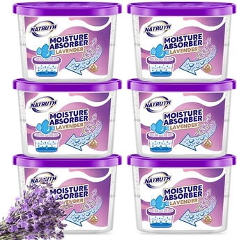 Moisture Absorbers With Lavender Scent,10.5OZ*6-Pack Portable Closet Dehumidifier, Odor Eliminator Absorber Bucket,Humidity Absorber,Cleaner Air Dehumidifier for Closet,Bathrooms, Boats