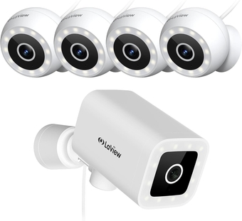2K Security Cameras Outdoor/Indoor 4pcs and 270° View Outdoor camera,IP65, Starlight Sensor & 100 Ft Night Vision,2-Way Audio/Spotlight,US Cloud,Compatible With Alexa,iOS & Android & Web Access