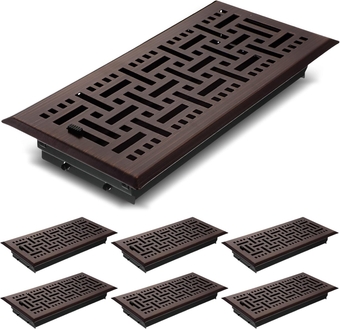 Floor Vent Covers Heavy Duty Floor Register Metal Heat Vent Covers with Rust Proof Finish for Home Floor Heater Floor Vent Grille(4 x 10 Inches, 6 Pcs)