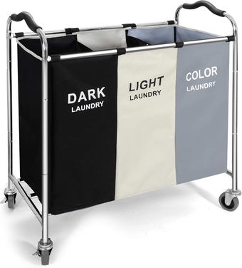 240L Laundry Hamper, Large Blanket Basket Sorter 3 Section Bag Organizer for Dirty Clothes - Stuffed Animal Toys - Towel Organization & Storage Heavy Duty Laundry Cart Baskets (White)