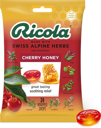 Cherry Bag | Cough Suppressant Throat Drops | Naturally Soothing Long-Lasting Relief - 24 Count (Pack of 1)