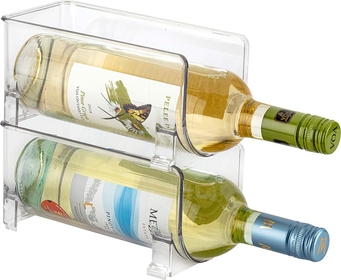Wine Racks Countertop for Kitchen - Set of 2 Stackable Wine Bottle Holder - Wine Storage Racks for Fridge, Kitchen, & Pantry (Hold 2 Bottles)