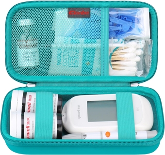 Diabetic Supplies Travel Case, Diabetic Supply Organizer Bag, Glucose Meter Storage Case, Insulin Pen Carrying Case for Glucose Monitor, Blood Sugar Test Strips, Lancets, Syringe, Green+Green