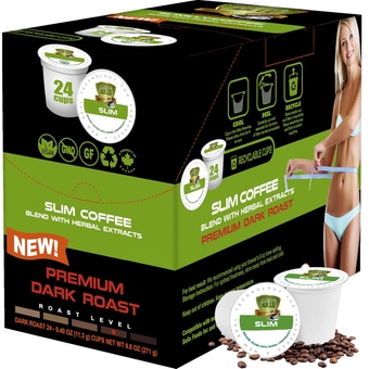 Sollo Slim Organic Coffee Pods, Diet Support with Garcinia, Green Coffee Bean, Bold Dark Roast, Single Serve Pod, Compatible with Keurig K-Cup Brewers, 24 Ct