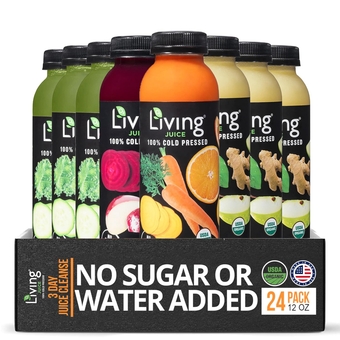Juice Cold-Pressed Juice, 3-Day Juice Cleanse, No Sugar or Water Added, Loaded with Nutrients, Vitamins, Enzymes, and Minerals, Detox Drinks for Body Cleansing (12oz, 24 Bottles)